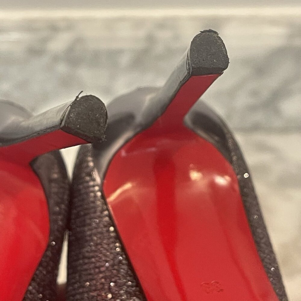 Christian Louboutin FILO 120 Lady Glitter Specchio Heels Silver/Gray Size 39 - Picture 10 of 16